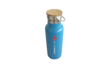 Double Wall Vacuum Bottle with Bamboo Lid